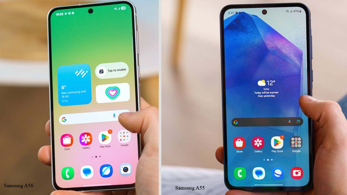 مقایسه صفحه نمایش A55 و A56 سامسونگ