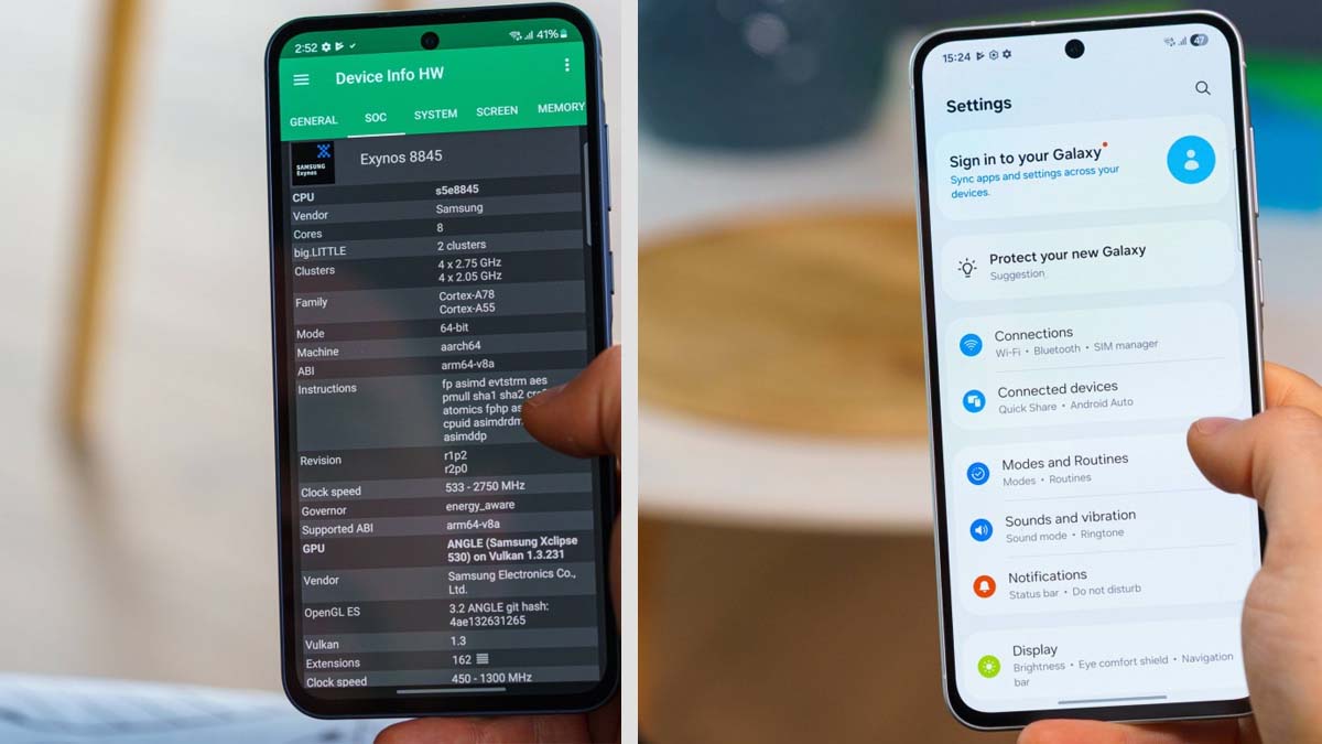 مقایسه سخت‌افزار A55 و A56 سامسونگ
