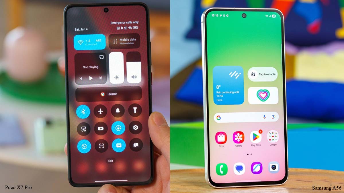مقایسه صفحه نمایش A56 و Poco X7 Pro