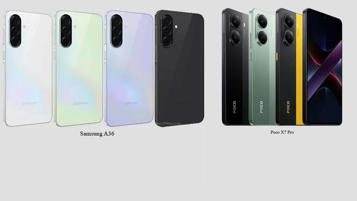 مقایسه طراحی A36 و Poco X7 Pro