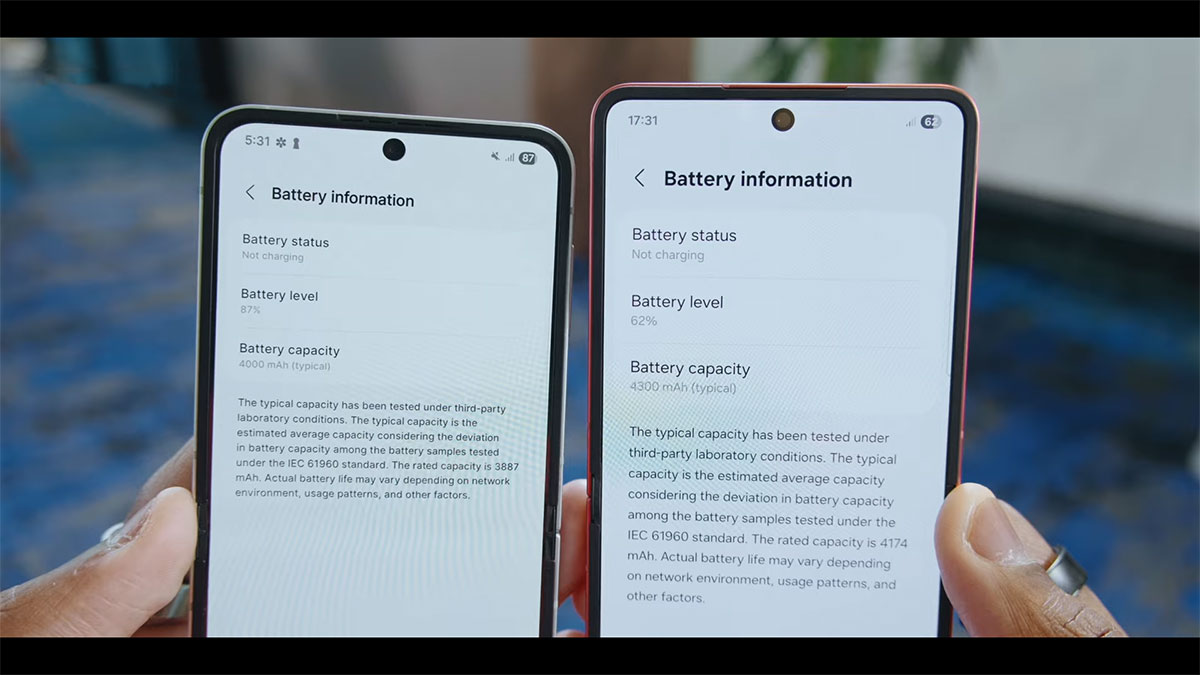 مقایسه باتری گوشی Z Flip 6 با Samsung Z Flip 7 