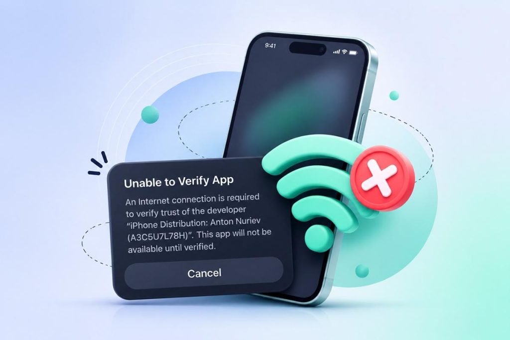 خطای Unable to Verify App