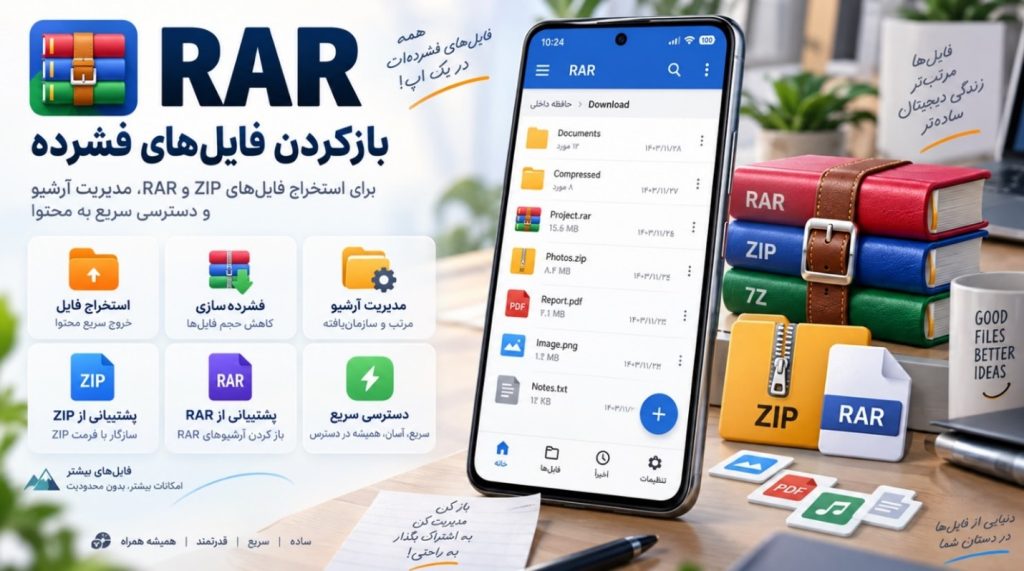 اپ  RARبرای بازکردن فایل‌های فشرده